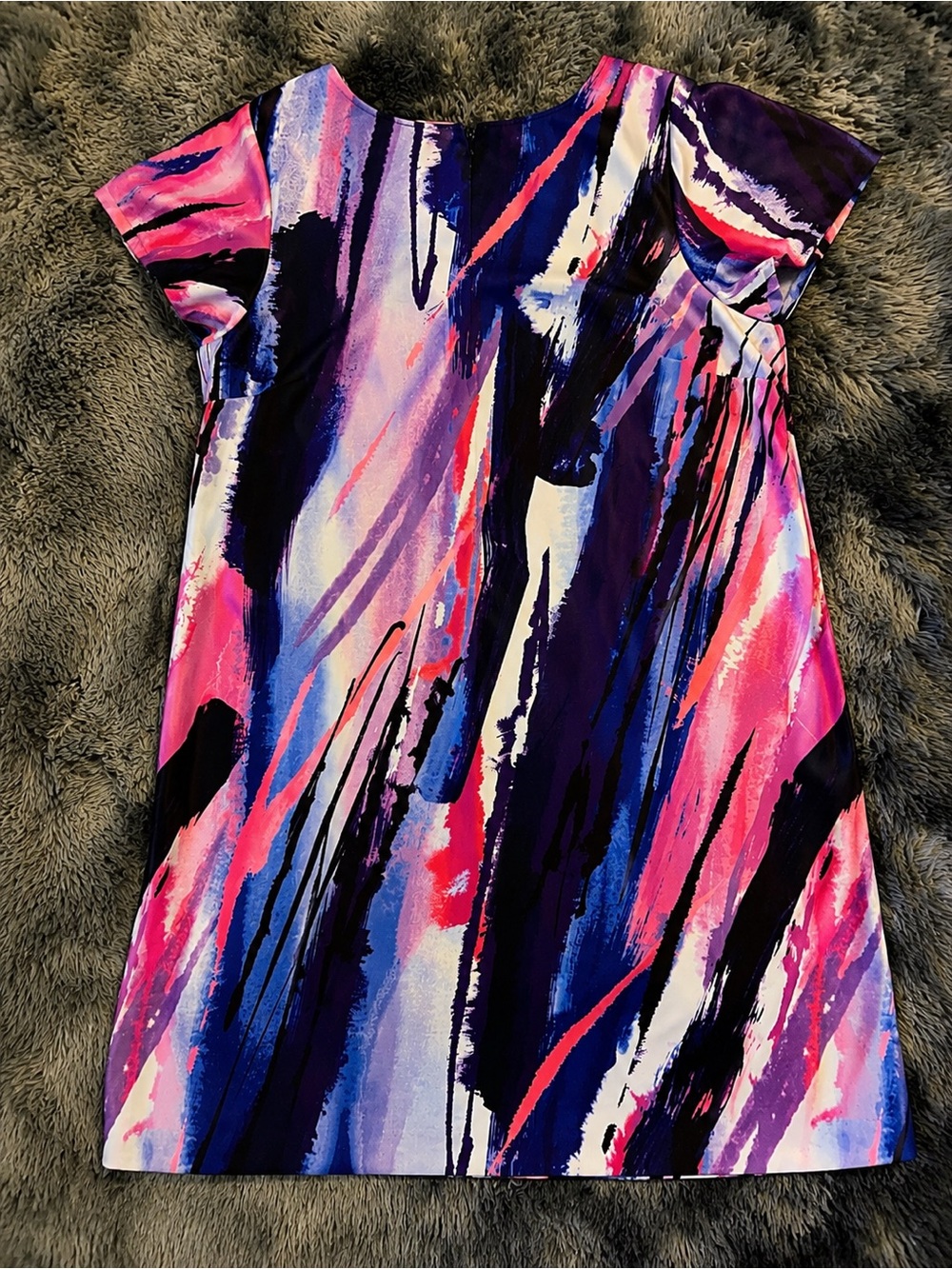 SD Collection Multicolor Abstract Shift Dress in Pink, Purple & Blue
